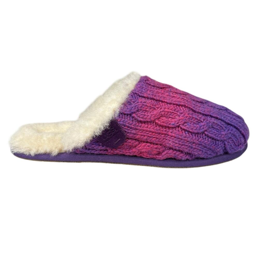 UGG Kids Scuffette Purple Sweater Knit Crochet Slipper Size US 5